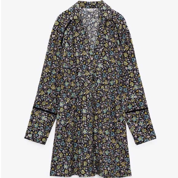 Zara Dresses & Skirts - Zara colorful ditsy flowers long sleeve shirtdress NWT